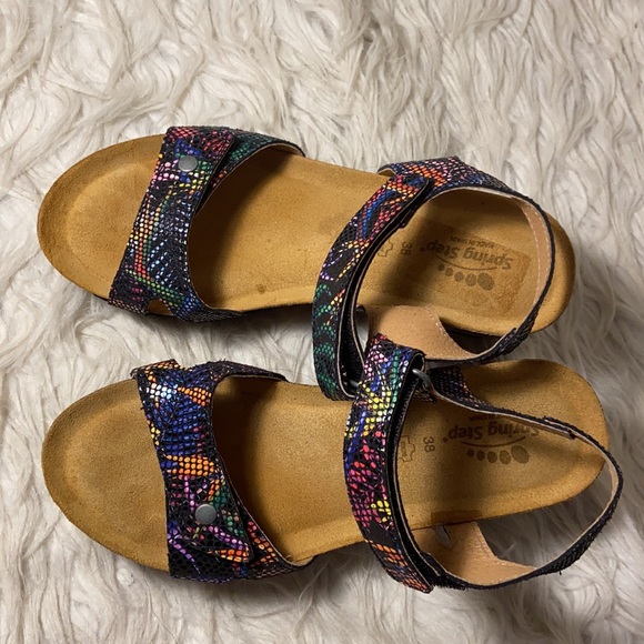 Like new Spring Step Charanga Wedge Sandals Multi color Leather - Picture 4 of 13